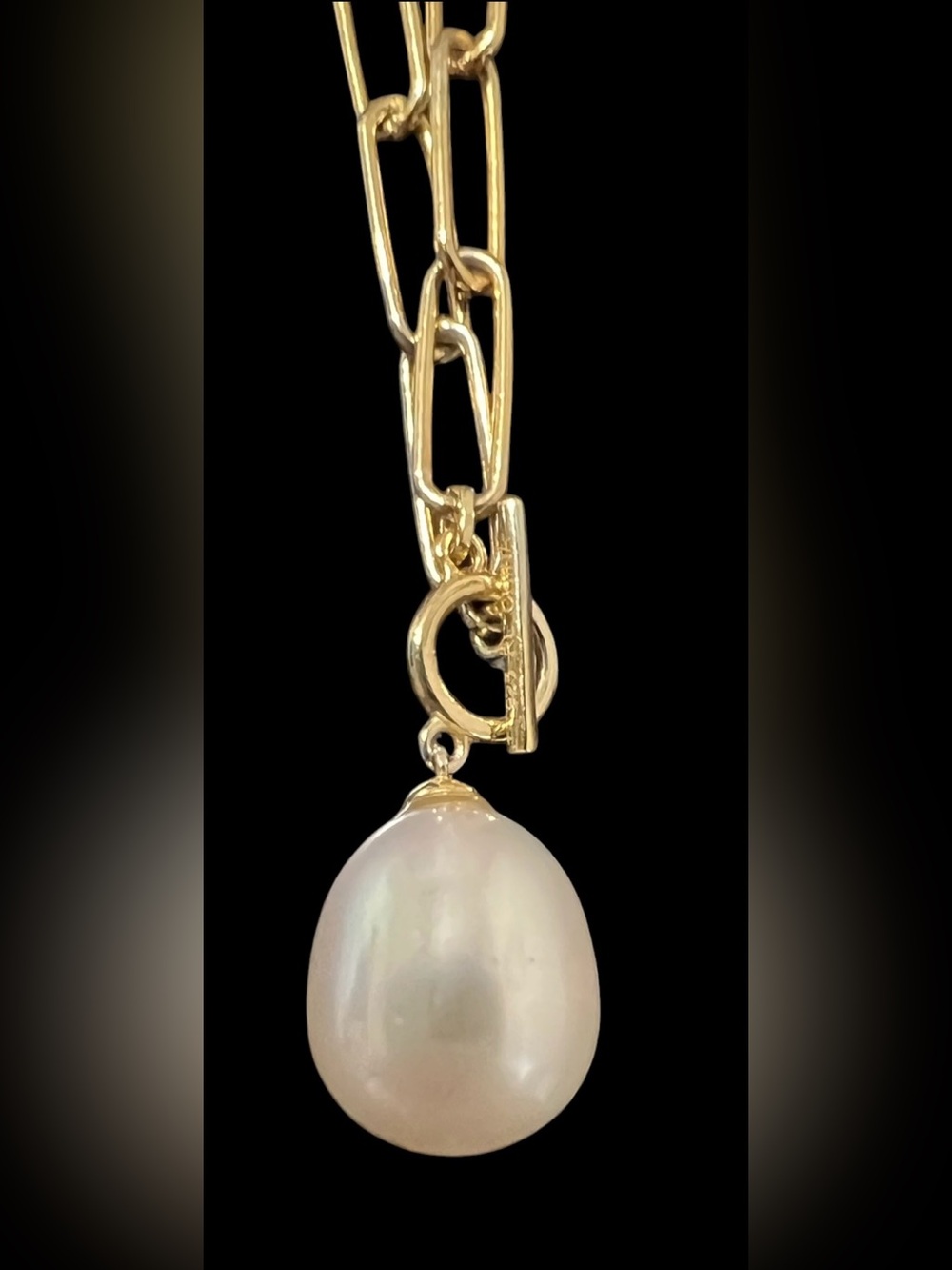 Pearl Toggle Necklace, Gold Over Sterling Silver - Picture 2 of 4